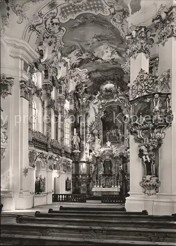 AK / Ansichtskarte Steingaden Oberbayern Die Wies Wallfahrtskirche Chor Hochaltar Abtloge Rokoko Kat. Steingaden