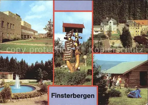 AK / Ansichtskarte Finsterbergen FDGB Erholungsheim Wilhelm Pieck Wegweiser VdN Kurheim Betriebsferienheim Naturpark Blockhuette Kat. Finsterbergen Thueringer Wald