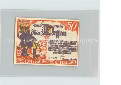 AK / Ansichtskarte Dessau Rosslau 50 Pfennig Gutschein Militaer Kat. Dessau Rosslau