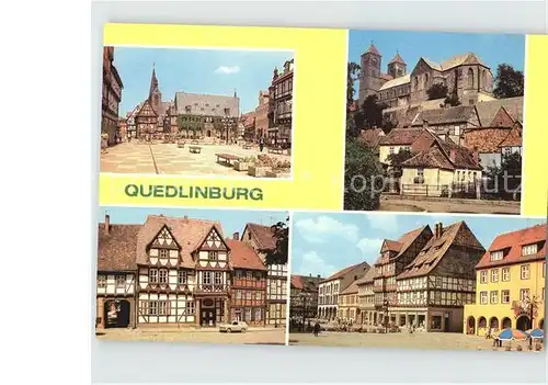 AK / Ansichtskarte Quedlinburg Rathaus Dom Klopstockhaus Markt Fachwerkhaeuser Kat. Quedlinburg