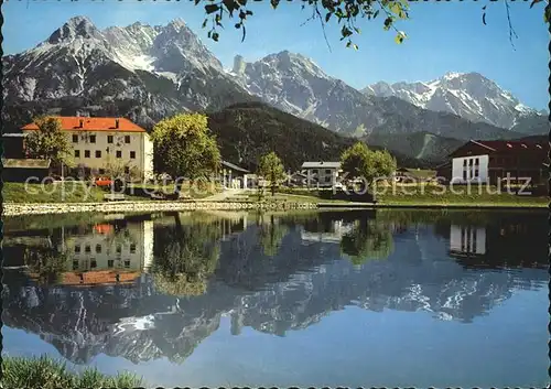 AK / Ansichtskarte Saalfelden Steinernes Meer Schloss Ritzensee Badeanstalt gegen Breithorn Sommerstein Schoenfeldspitze