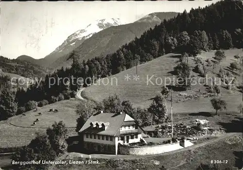 AK / Ansichtskarte Liezen Steiermark Berggasthof Untersaler Alpenblick Fliegeraufnahme Kat. Liezen