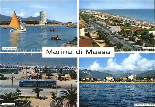 AK / Ansichtskarte Marina di Massa Colonia Fiat Lungomare Veduta dal mare Turm Strand Promenade Kat. Massa