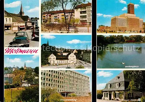 AK / Ansichtskarte Mettmann Bismarckstrasse Platz Kirche Goldbergteich Goldberger Muehle Kreisverwaltung Kat. Mettmann