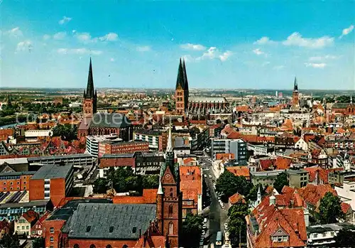 AK / Ansichtskarte Luebeck City mit St Petri und St Marien Kirche Kat. Luebeck