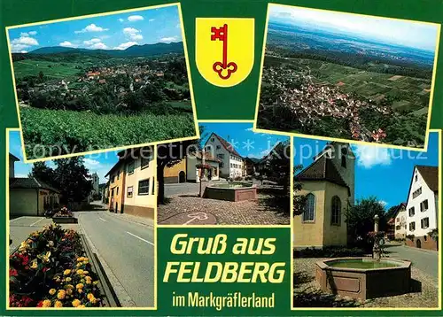 AK / Ansichtskarte Feldberg Muellheim Panorama Markgraeflerland Ortsansichten Brunnen Kirche Kat. Muellheim