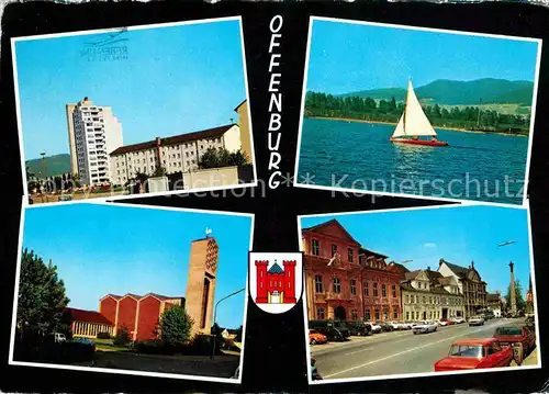 AK / Ansichtskarte Offenburg Hochhaus Kirche Hauptstrasse Rathaus Ursulasaeule Segeln Kat. Offenburg