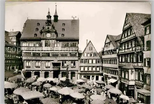 AK / Ansichtskarte Tuebingen Marktplatz Rathaus Kat. Tuebingen