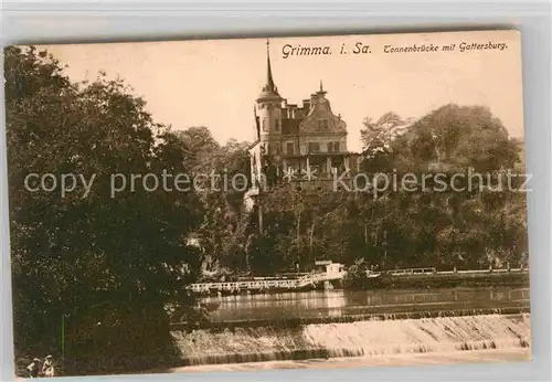 AK / Ansichtskarte Grimma Tonnenbruecke Gattersburg Mulde Wehr Kat. Grimma