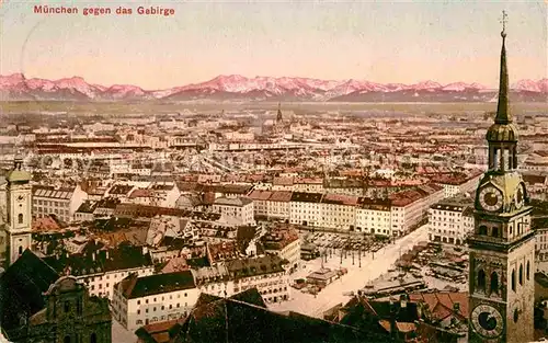 AK / Ansichtskarte Muenchen Kirche Panorama Alpen  Kat. Muenchen