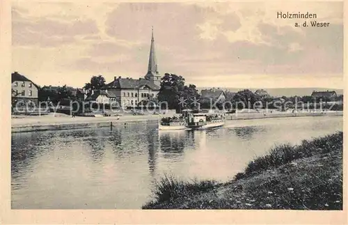 AK / Ansichtskarte Holzminden Weser Dampfer Kirche Kat. Holzminden