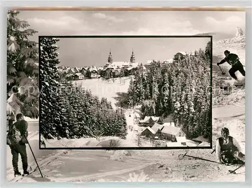 AK / Ansichtskarte Freudenstadt Panorama Winterlandschaft Skifahrer Kat. Freudenstadt