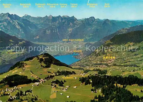 AK / Ansichtskarte Amden SG Fliegeraufnahme mit Walensee Linthebene Glarner und Schwyzer Alpen Kat. Amden