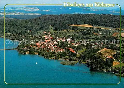 AK / Ansichtskarte Luescherz Fliegeraufnahme mit Bielersee Kat. Luescherz