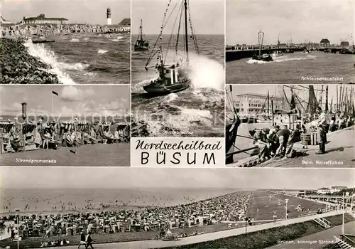 AK / Ansichtskarte Buesum Nordseebad Strandpromenade Netzflicken Schleusenausfahrt  Kat. Buesum