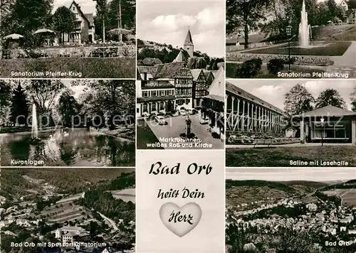 AK / Ansichtskarte Bad Orb Marktbrunnen Kirche Sanatorium Pfeiffer Krug  Kat. Bad Orb