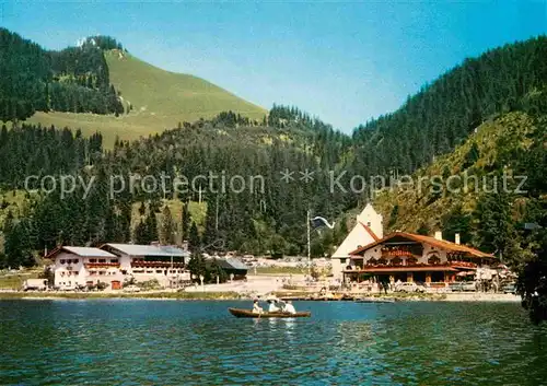 AK / Ansichtskarte Schliersee Postgasthof und See Cafe St Bernhard am Spitzingsee Kat. Schliersee