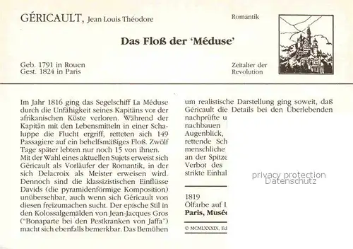 AK / Ansichtskarte Kuenstlerkarte Jean Louis Theodore Gericault Das Floss der Meduse 1819 Romantik Kat. Kuenstlerkarte