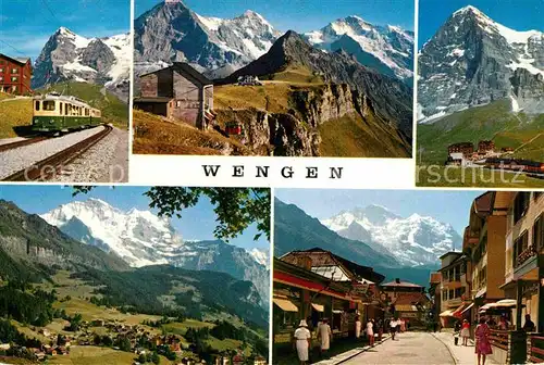 AK / Ansichtskarte Wengen BE Dorfpartie Bergbahn Kleine Scheidegg Panorama Berner Alpen Kat. Wengen