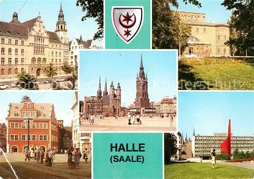 AK / Ansichtskarte Halle Saale Hansering Markt Marktkirche Roter Turm Marktschloesschen Fahnenmonument Kat. Halle