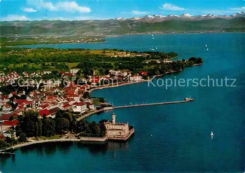 AK / Ansichtskarte Langenargen Bodensee Alpenblick Fliegeraufnahme Kat. Langenargen