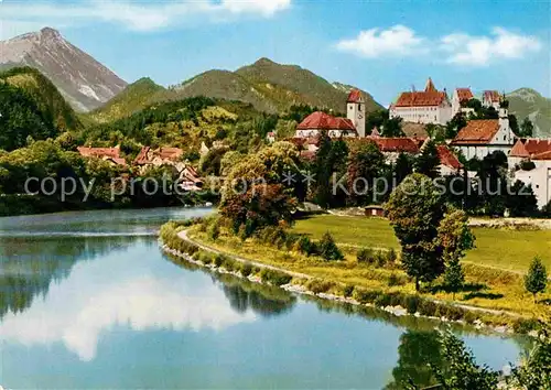 AK / Ansichtskarte Fuessen Allgaeu Blick ueber den Lech zum Hohen Schloss mit Salober und Breitenberg Allgaeuer Alpen Kat. Fuessen