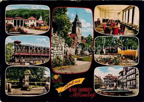 AK / Ansichtskarte Bad Sooden Allendorf Kurmittelhaus Saline Brunnen Stadtmauer Lesehalle Musikpavillon Marktplatz Kat. Bad Sooden Allendorf