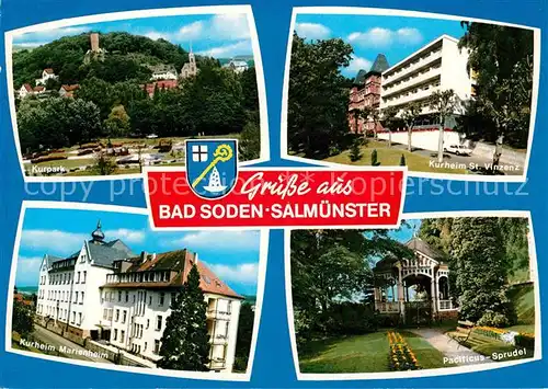 AK / Ansichtskarte Salmuenster Bad Soden Kurpark Kurheim St Vinzenz Pacificus Sprudel Kurheim Marienheim Kat. Bad Soden am Taunus