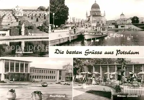 AK / Ansichtskarte Potsdam Schloss Sanssouci Hauptbahnhof Mitropa Gaststaette Ausflugsdampfer Kat. Potsdam