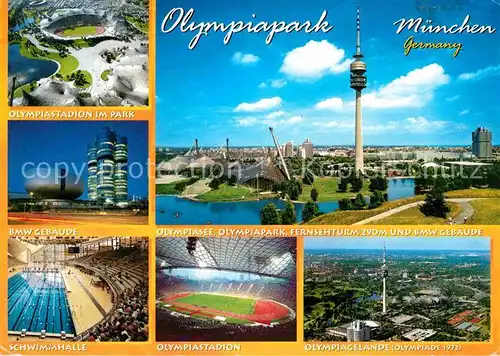 AK / Ansichtskarte Olympia Olympiapark Muenchen BMW Gebaeude Schwimmhalle Fernsehturm Kat. Sport