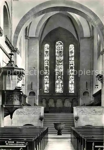 AK / Ansichtskarte Zuerich ZH Grossmuenster Innenansicht Kanzel Kirchenfenster