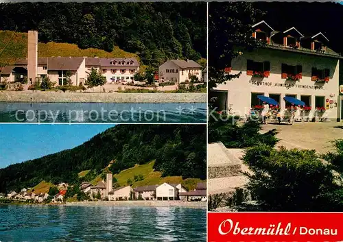 AK / Ansichtskarte Obermuehl Donau Ansicht vom Fluss aus Gasthof Kat. Oesterreich