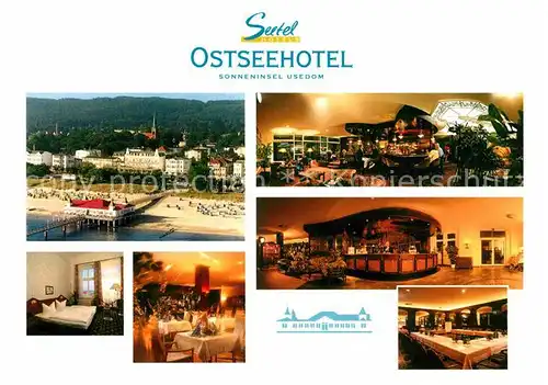 AK / Ansichtskarte Heringsdorf Ostseebad Usedom Seetel Hotel Pommerscher Hof Strand Seebruecke Kat. Heringsdorf