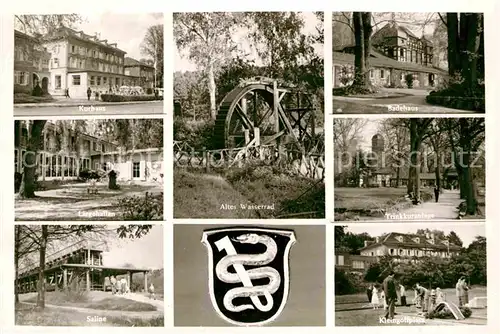 AK / Ansichtskarte Bad Salzhausen Kurhaus Liegehallen Saline Altes Wasserrad Badehaus Trinkkuranlage Kleingolfplatz Kat. Nidda