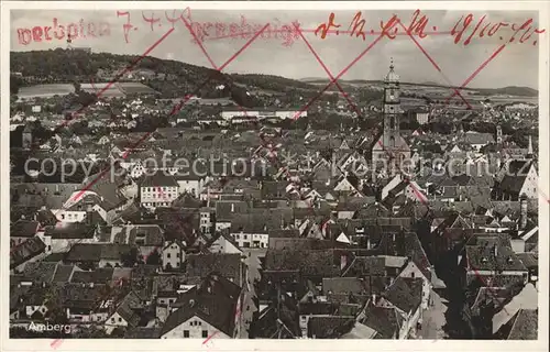 AK / Ansichtskarte Amberg Oberpfalz Stadtbild mit Kirche Zensurstempel Kat. Amberg