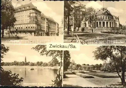 AK / Ansichtskarte Zwickau Sachsen Ringhaus Mokka Bar Schwanenteich Dom Musiktempel Kat. Zwickau