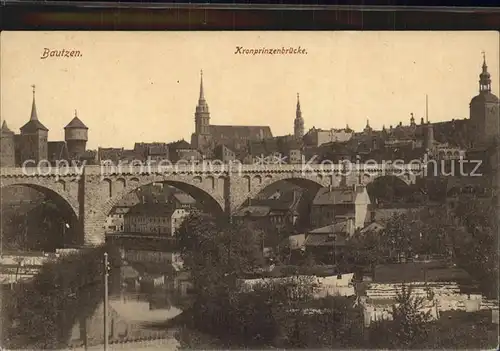 AK / Ansichtskarte Bautzen Kronprinzenbruecke Spree Altstadt Kirche Kat. Bautzen