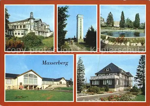 AK / Ansichtskarte Masserberg Hotel Kurhaus Rennsteigwarte Springbrunnen Kurpark FDGB Erholungsheim Otto Grotewohl Augenheilstaette Dr Lenz Kat. Masserberg