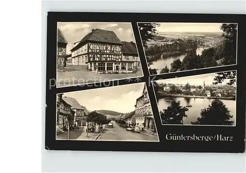 AK / Ansichtskarte Guentersberge Panorama See Fachwerkhaus Strassenpartie Kat. Guentersberge