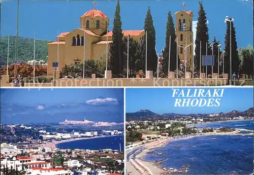 AK / Ansichtskarte Faliraki Rhodos Kirche Panorama Kueste Strand %fa Kat. Faliraki