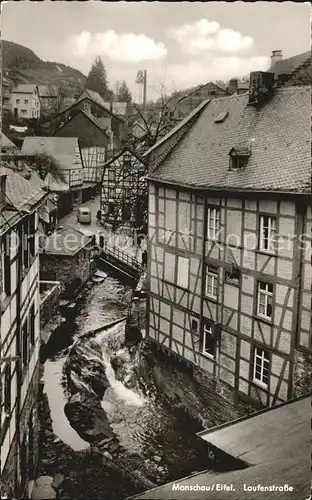 AK / Ansichtskarte Monschau Laufenstrasse Wasserfall Altstadt Fachwerkhaeuser Kat. Monschau