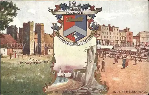 AK / Ansichtskarte Margate UK Dent on Lion Castle The Cliffs Under the Sea Wall Blazon Painting