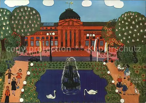 AK / Ansichtskarte Wiesbaden Kurhaus Naive Malerei B. Heilmann Kat. Wiesbaden