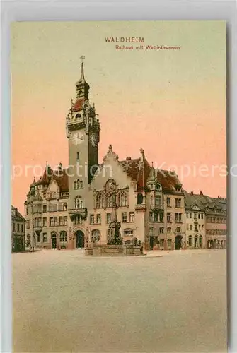 AK / Ansichtskarte Waldheim Sachsen Rathaus Wettinbrunnen Kat. Waldheim Sachsen