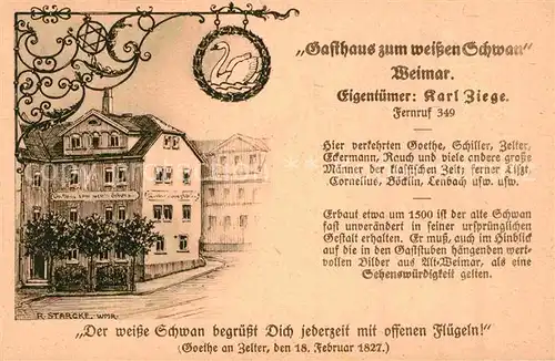 AK / Ansichtskarte Weimar Thueringen Gasthaus zum weissen Schwan Kat. Weimar