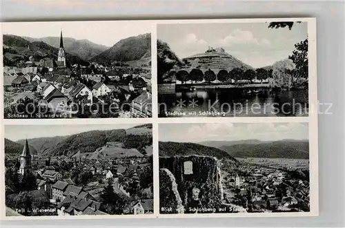 AK / Ansichtskarte Schoenau Schwarzwald Teilansicht Zell Schlossberg Stadthalle  Kat. Schoenau im Schwarzwald