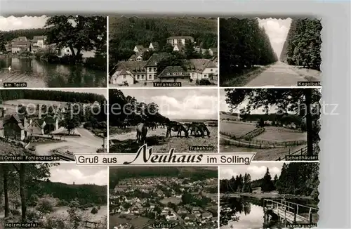 AK / Ansichtskarte Neuhaus Solling Trakehner Luftaufnahme Teich Schiesshaeuser Lakenhausteich Kat. Holzminden