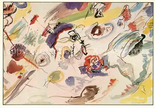 AK / Ansichtskarte Kuenstlerkarte Wassily Kandinsky Das erste abstrakte Aquarell 1910 Kat. Kuenstlerkarte