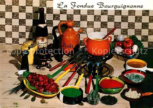 AK / Ansichtskarte Lebensmittel Fondue Bourguignonne Rezept  Kat. Lebensmittel