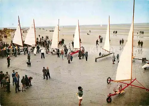 AK / Ansichtskarte St Peter Ording Strandsegler vor dem Start Nordseeheilbad Schwefelbad Kat. Sankt Peter Ording